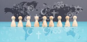 Figures representing different religions