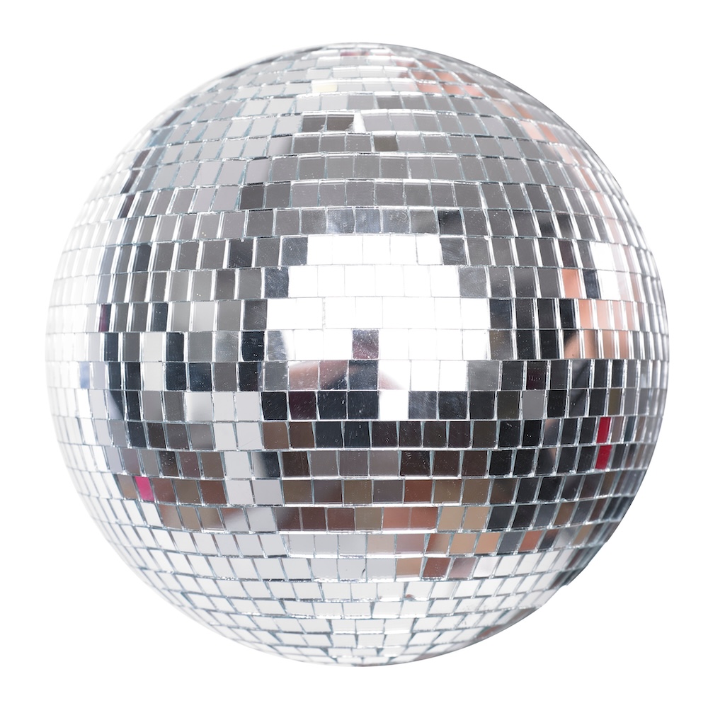 Shining Disco Ball Party Efect isolated on white background
